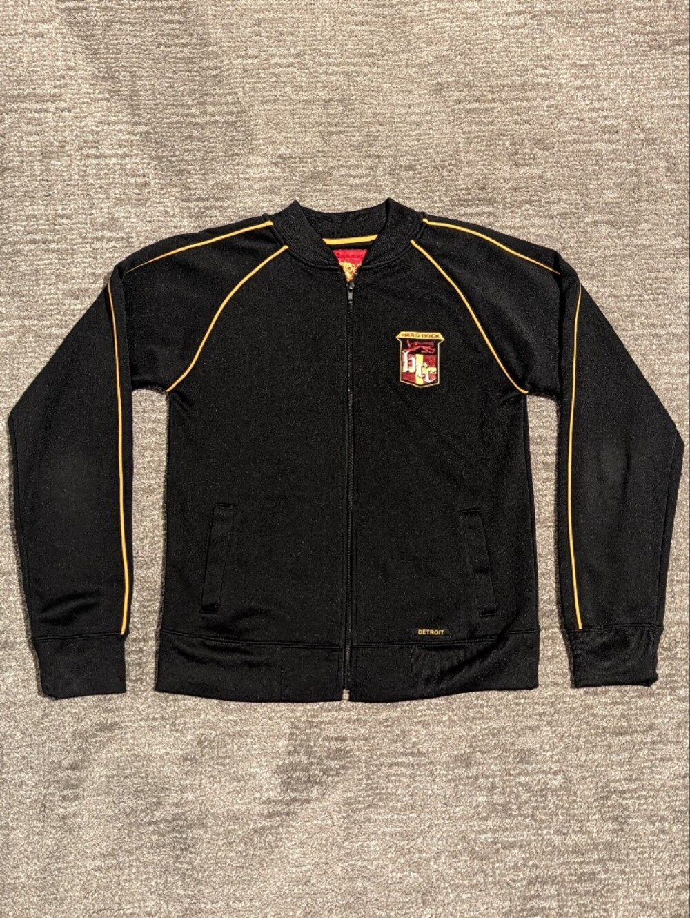 Hard Rock Cafe Detroit Kids Black Track Jacket with Yellow Piping - Medium